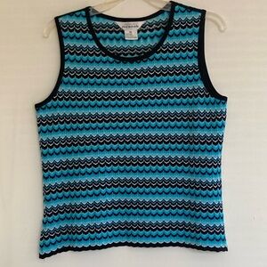 Vintage Exclusively Misook Geometric Pointelle Sleeveless Blouse Size Medium